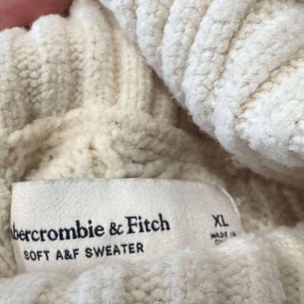Abercrombie & Fitch Ivory Turtleneck Tunic Oversized Cozy Sweater XLcotton nylon - Picture 3 of 5